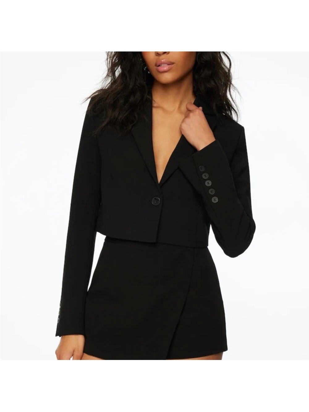 Dynamite Kora Cropped Black Women's Blazer Jacket